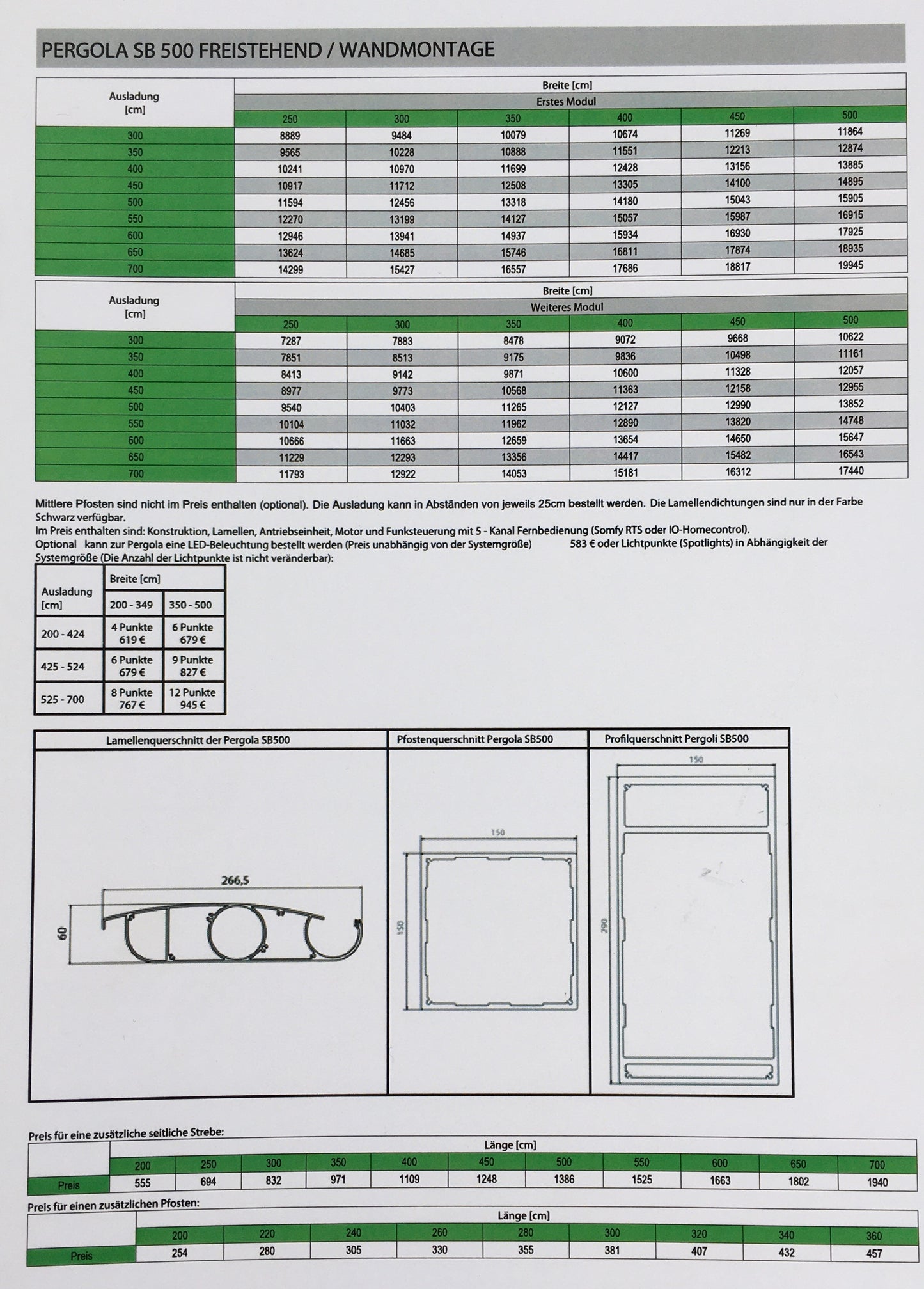 Pergola SG 500 Freistechend